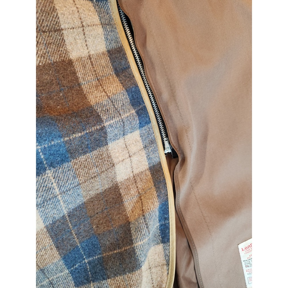 Vintage London Fog Womens Brown Trench Thick Coat Plaid Lined Double Breasted XL - Picture 6 of 11